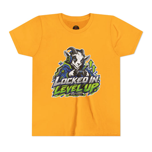 Youth "Locked In Level Up" Gaming T-Shirt — Stay G.O.A.T. Youth Short Sleeve Tee