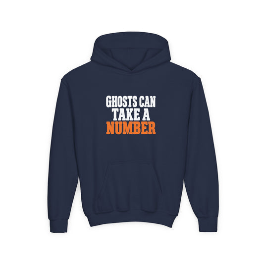 Youth Hoodie - "Ghosts Can Take a Number" Halloween Sweatshirt