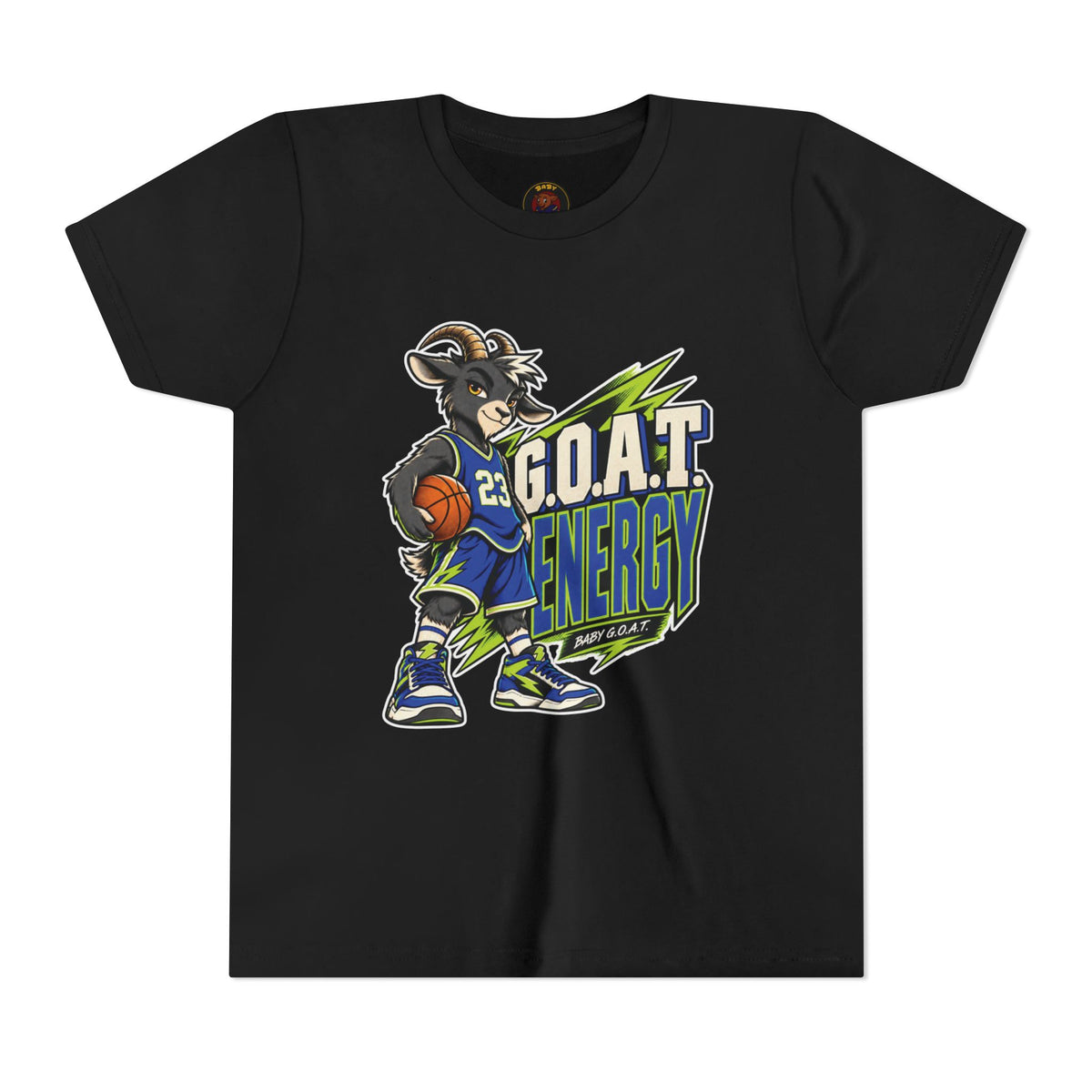 G.O.A.T. Energy Youth Basketball Tee — "Full Court, Full G.O.A.T."