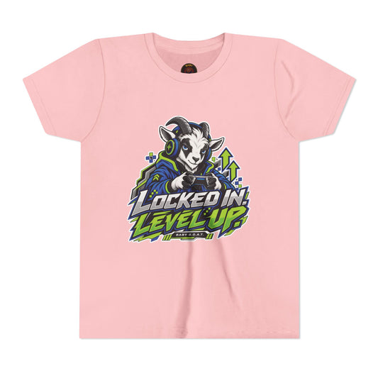 Youth "Locked In Level Up" Gaming T-Shirt — Stay G.O.A.T. Youth Short Sleeve Tee