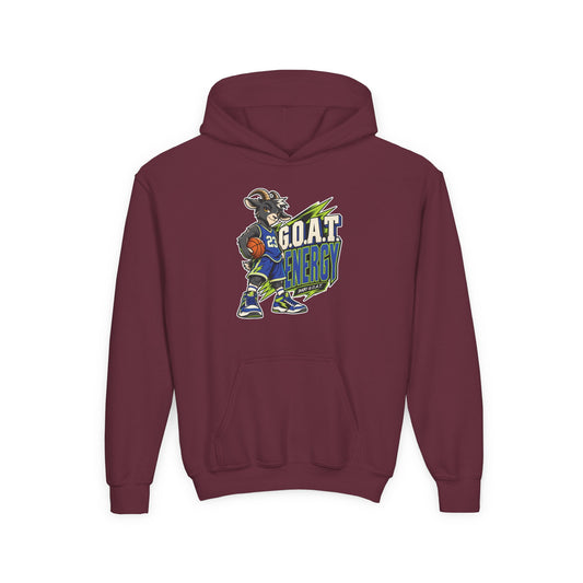 Youth Basketball Hoodie — "Full Court, Full G.O.A.T." Youth Heavy Blend Hooded Sweatshirt
