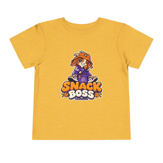 Toddler T-Shirt — "Snack Boss" Cute Character Shirt Toddler Short Sleeve Tee ("Little Boss, Big Appetite")