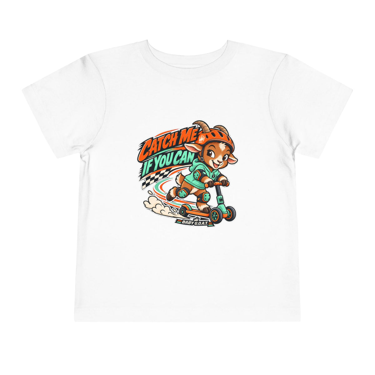Toddler Tee — Catch Me If You Can Scooter Graphic (On The Go, Always G.O.A.T.)