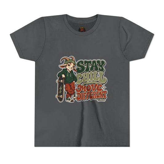 Youth T-Shirt - 'Stay Chill, Move Different' Skate G.O.A.T Youth Short Sleeve T-Shirt