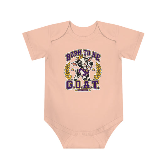 Baby Bodysuit — "Born to Be G.O.A.T." Cute Goat Graphic, "Greatness Starts Small" Newborn Onesie