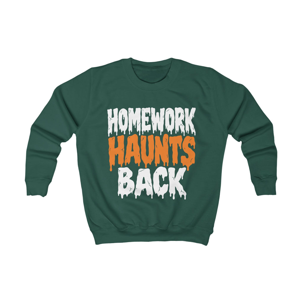 Kids Halloween Sweatshirt – Homework Haunts Back
