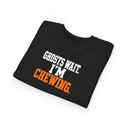 Toddler Sweatshirt - "Ghosts Wait. I'm Chewing." Halloween Funny Kids Pullover