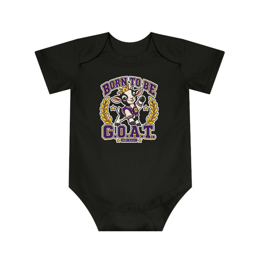 Baby Bodysuit — "Born to Be G.O.A.T." Cute Goat Graphic, "Greatness Starts Small" Newborn Onesie