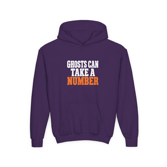 Youth Hoodie - "Ghosts Can Take a Number" Halloween Sweatshirt