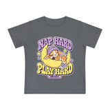 Baby T-Shirt — "Nap Hard Play Hard" Cute Sleeping Baby G.O.A.T Graphic T-Shirt