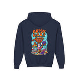 Youth Hoodie — "Artsy G.O.A.T" Colorful Kids Art Hoodie