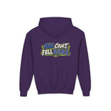 Youth Basketball Hoodie — "Full Court, Full G.O.A.T." Youth Heavy Blend Hooded Sweatshirt