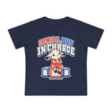 Baby T-Shirt — "Small But In Charge / Little Size Big Boss Energy" Cute Goat Graphic