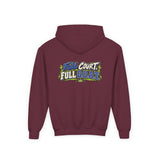 Youth Basketball Hoodie — "Full Court, Full G.O.A.T." Youth Heavy Blend Hooded Sweatshirt