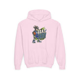 Youth Basketball Hoodie — "Full Court, Full G.O.A.T." Youth Heavy Blend Hooded Sweatshirt