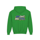 Youth Basketball Hoodie — "Full Court, Full G.O.A.T." Youth Heavy Blend Hooded Sweatshirt