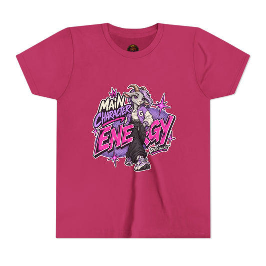 Main Character Energy Youth T-Shirt — "Main Role. Zero Doubt." Youth Short Sleeve T-Shirt
