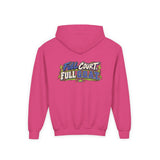 Youth Basketball Hoodie — "Full Court, Full G.O.A.T." Youth Heavy Blend Hooded Sweatshirt