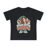 Baby T-Shirt — "Fresh Outta Naptime" Goat Graphic Short Sleeve