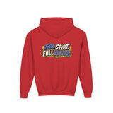 Youth Basketball Hoodie — "Full Court, Full G.O.A.T." Youth Heavy Blend Hooded Sweatshirt