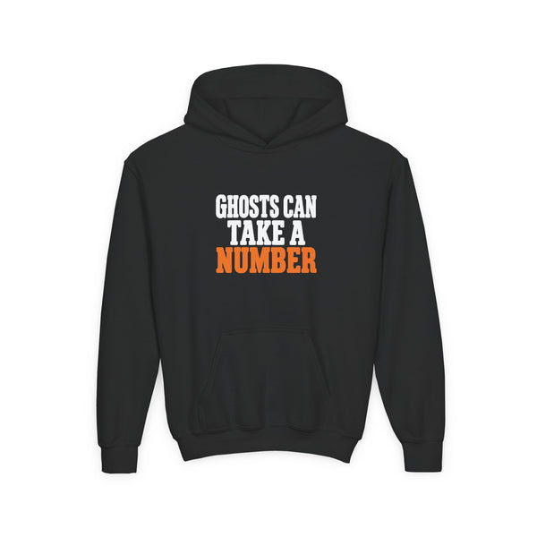 Youth Hoodie - "Ghosts Can Take a Number" Halloween Sweatshirt
