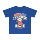 Baby T-Shirt — "Small But In Charge / Little Size Big Boss Energy" Cute Goat Graphic
