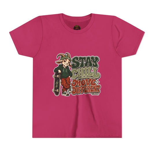 Youth T-Shirt - 'Stay Chill, Move Different' Skate G.O.A.T Youth Short Sleeve T-Shirt