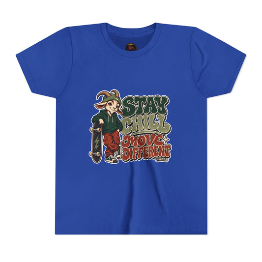Youth T-Shirt - 'Stay Chill, Move Different' Skate G.O.A.T Youth Short Sleeve T-Shirt