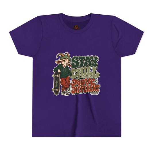Youth T-Shirt - 'Stay Chill, Move Different' Skate G.O.A.T Youth Short Sleeve T-Shirt