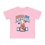 Baby T-Shirt — "Small But In Charge / Little Size Big Boss Energy" Cute Goat Graphic