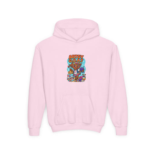 Youth Hoodie — "Artsy G.O.A.T" Colorful Kids Art Hoodie