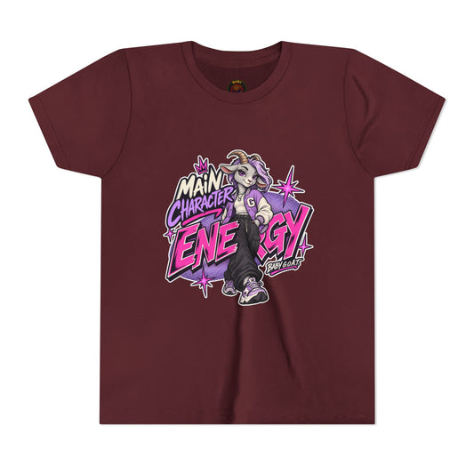Main Character Energy Youth T-Shirt — "Main Role. Zero Doubt." Youth Short Sleeve T-Shirt