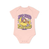 Baby Bodysuit — "Nap Hard Play Hard" Cute Sleepy Bunny Organic Onesie