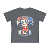 Baby T-Shirt — "Small But In Charge / Little Size Big Boss Energy" Cute Goat Graphic