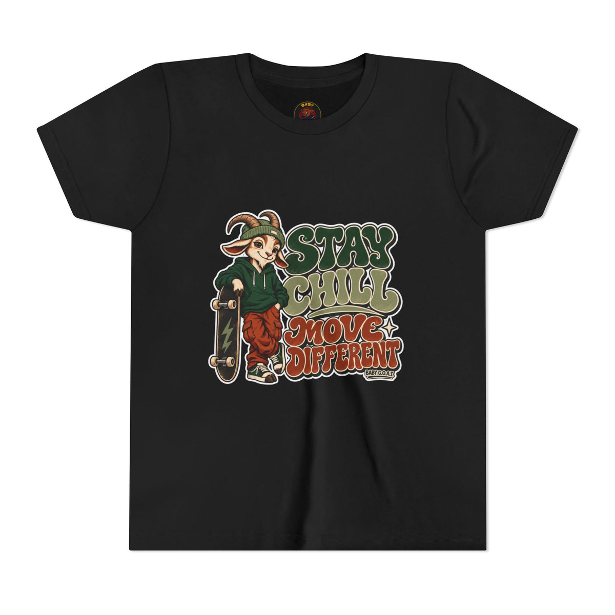 Youth T-Shirt - 'Stay Chill, Move Different' Skate G.O.A.T Youth Short Sleeve T-Shirt