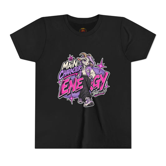 Main Character Energy Youth T-Shirt — "Main Role. Zero Doubt." Youth Short Sleeve T-Shirt