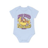 Baby Bodysuit — "Nap Hard Play Hard" Cute Sleepy Bunny Organic Onesie