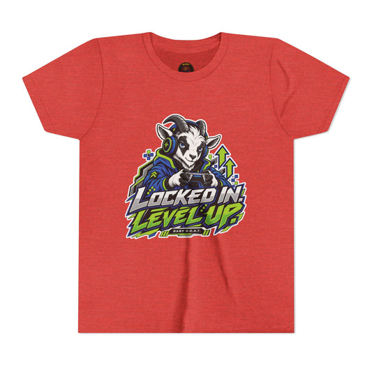 Youth "Locked In Level Up" Gaming T-Shirt — Stay G.O.A.T. Youth Short Sleeve Tee