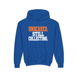 Youth Hoodie "Unscared Still Collecting" — Bold Halloween/Motivational Kids Sweatshirt