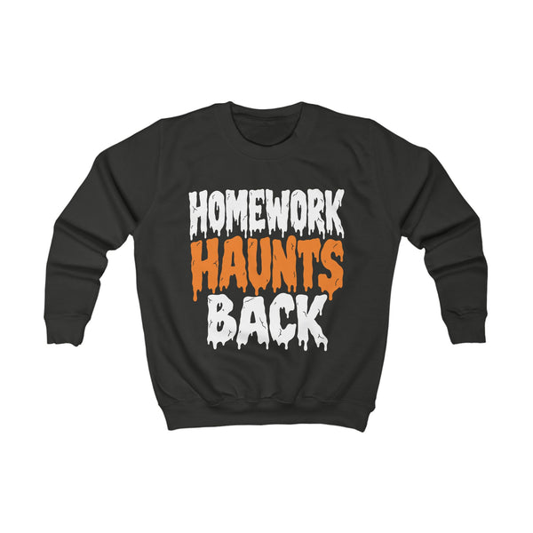 Kids Halloween Sweatshirt – Homework Haunts Back
