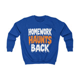 Kids Halloween Sweatshirt – Homework Haunts Back