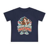 Baby T-Shirt — "Fresh Outta Naptime" Goat Graphic Short Sleeve