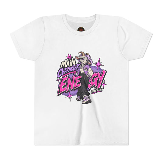 Main Character Energy Youth T-Shirt — "Main Role. Zero Doubt." Youth Short Sleeve T-Shirt