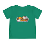 Toddler T-Shirt — "Snack Boss" Cute Character Shirt Toddler Short Sleeve Tee ("Little Boss, Big Appetite")