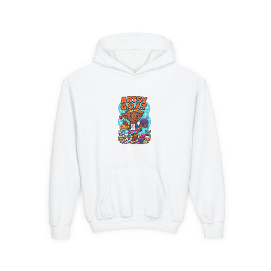 Youth Hoodie — "Artsy G.O.A.T" Colorful Kids Art Hoodie