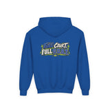 Youth Basketball Hoodie — "Full Court, Full G.O.A.T." Youth Heavy Blend Hooded Sweatshirt