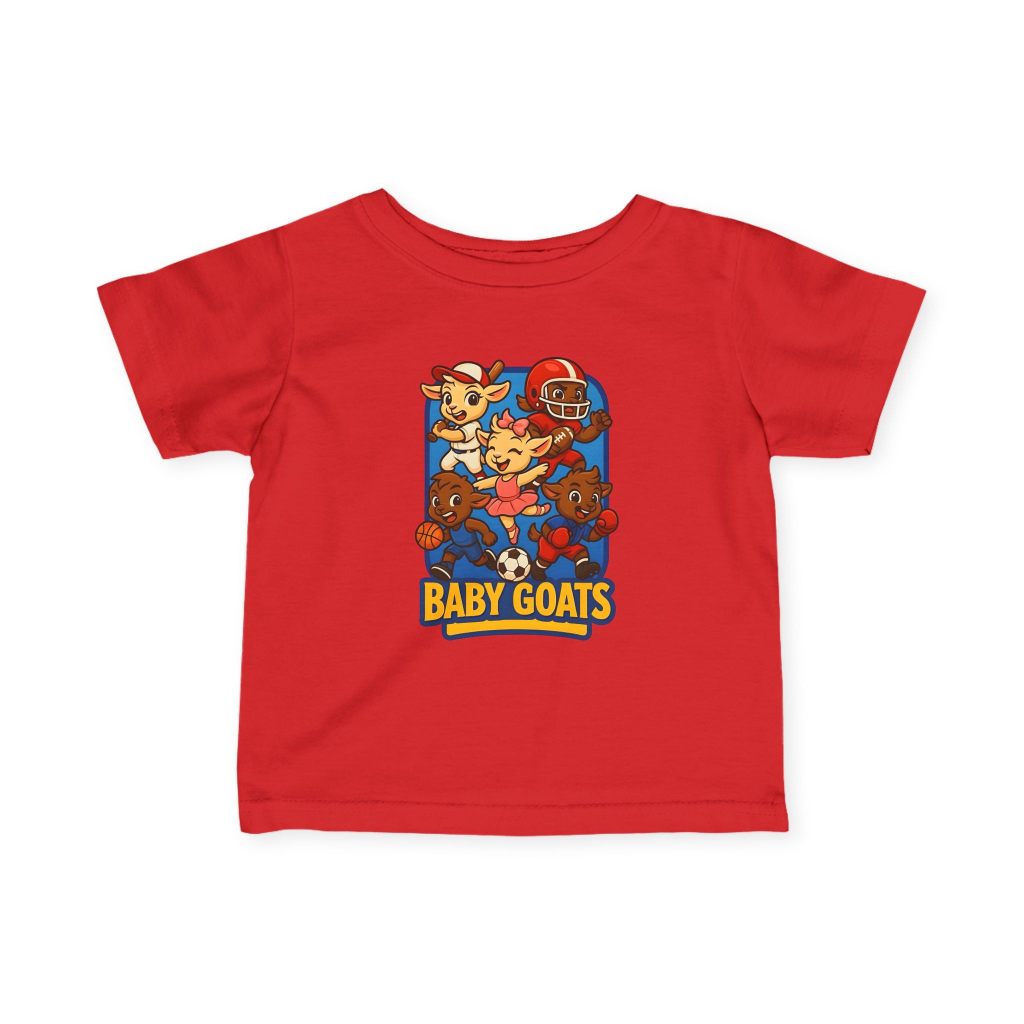 The Little Champs Crew Infant Tee — 'Baby Goats' Cute Sports Cartoon Graphic Shirt - Image 10