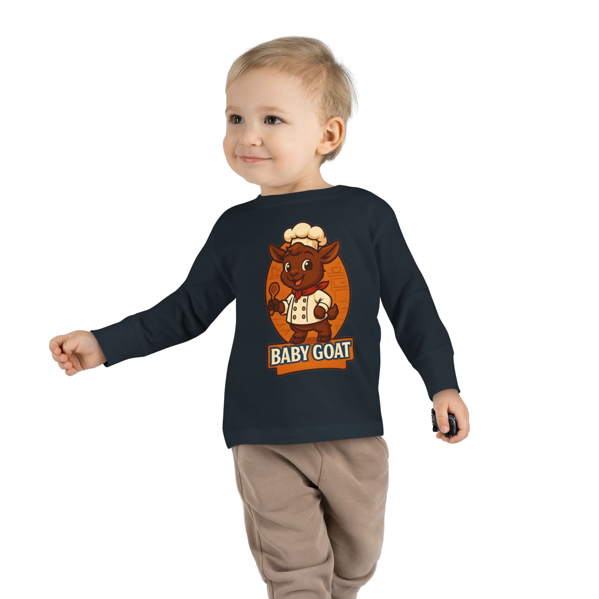 Charlie the Chef Toddler Tee — Cute 'Baby Goat' Cartoon Chef Long Sleeve Shirt - Image 11