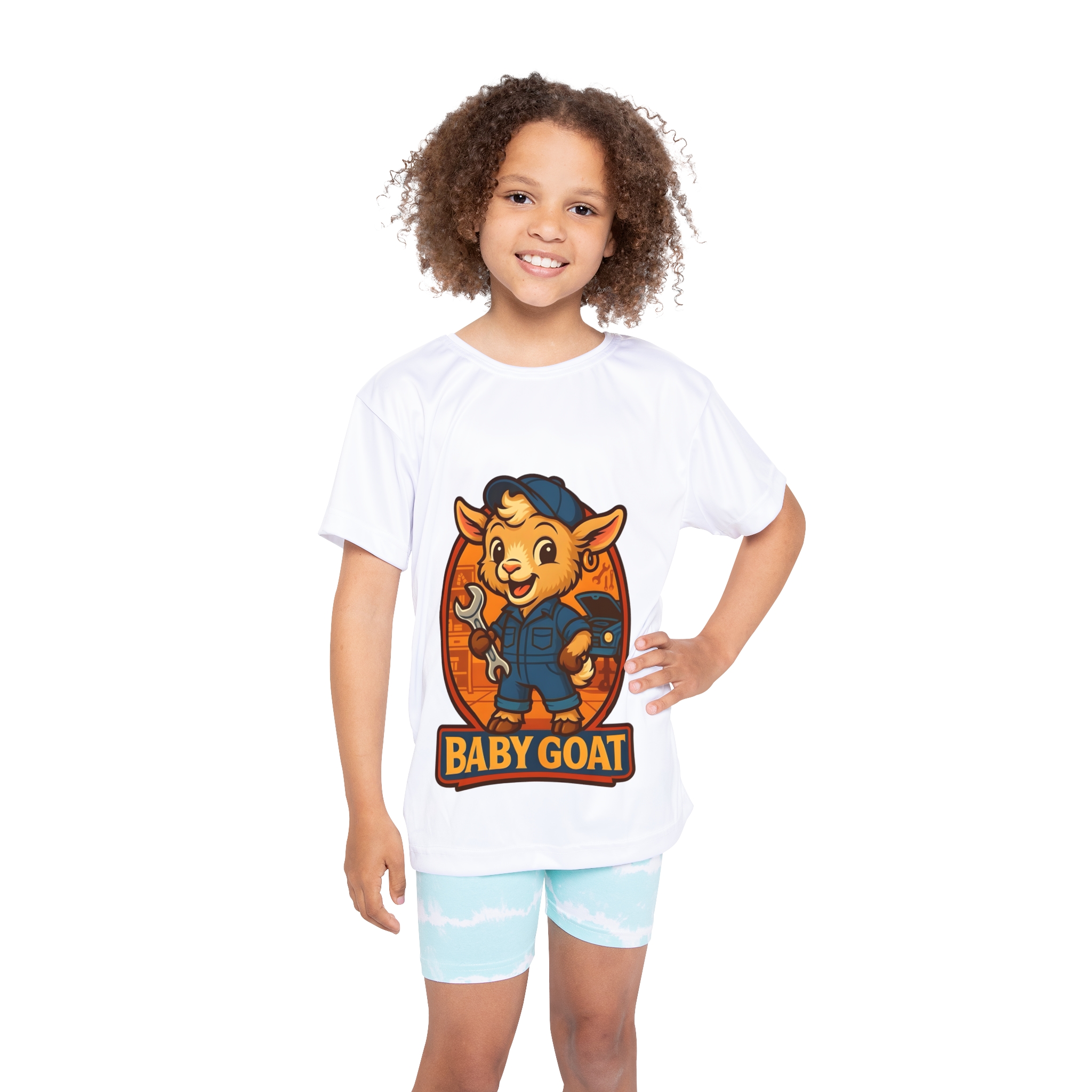 Ollie the Auto Helper Kids Jersey — 'Baby Goat' Mechanic Mascot Sports Tee - Image 4