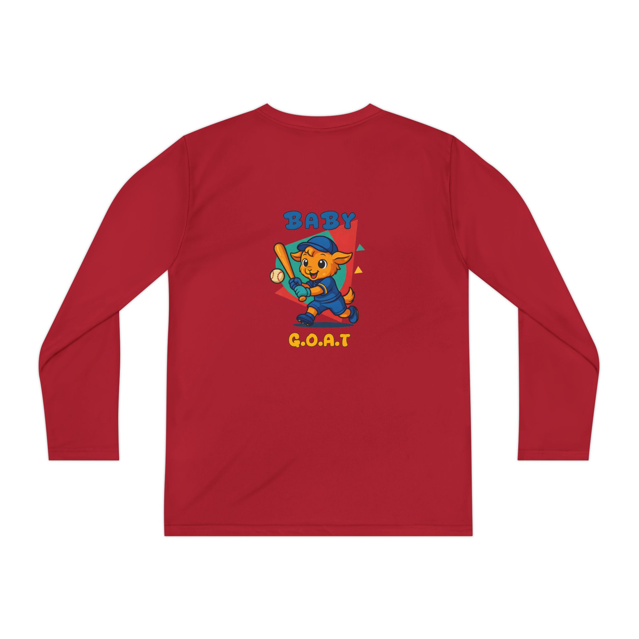 Barry the Slugger Baby G.O.A.T. Youth Long Sleeve Tee - Cute Baseball Cat Graphic - Image 14